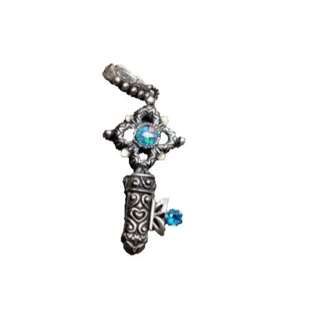 Barbara Bixby 925 Sterling 18K Gold Opal Blue Topaz Key Enhancer Pendant Charm